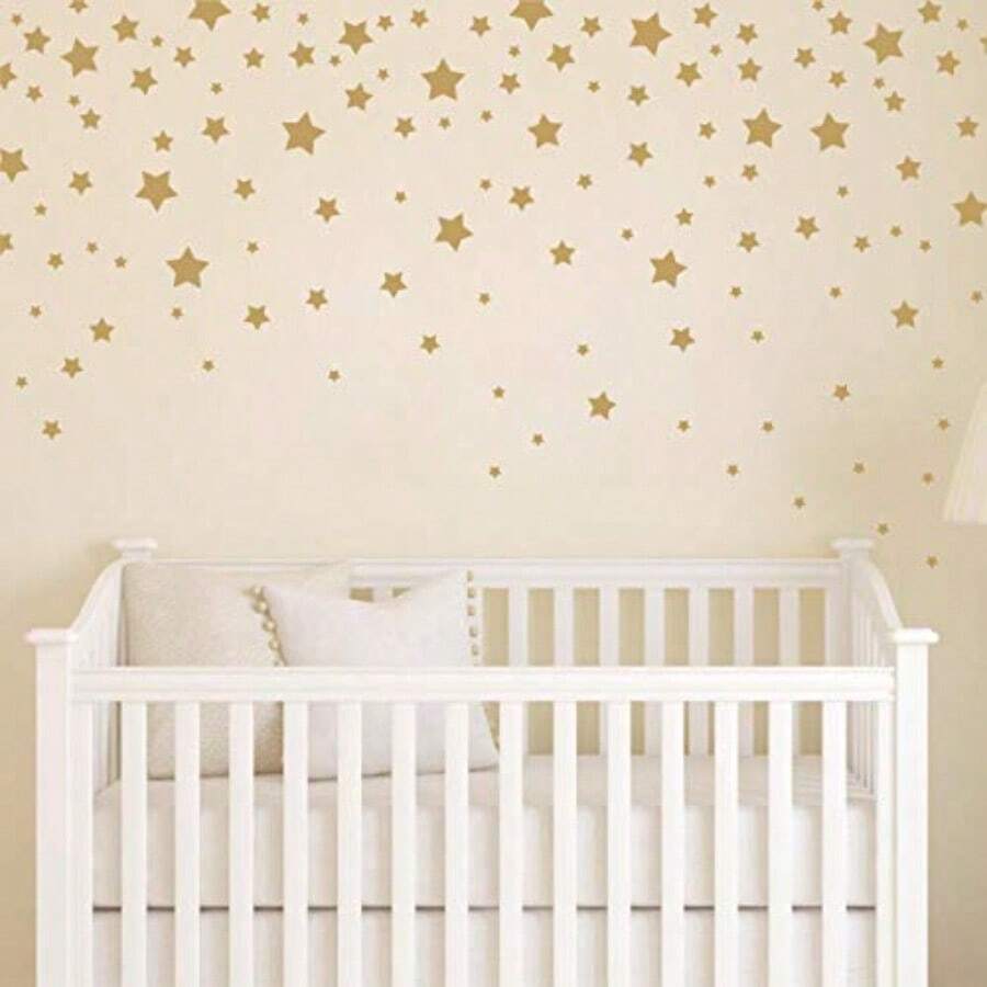 190 Picees Star Wall Decals Matte Vinyl Wall Decals Nursery Wall Decals Easy to use Removable Wall Decals for Baby Girls Boys Bedroom Home Decor Wall Stickers Y17 Matte Gold - Azul - Ver 1
