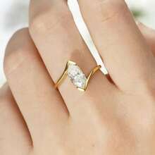 Nhẫn Cubic Zirconia màu xanh lá cây sang trọng, cổ điển dành cho nữ, nhẫn cưới/nhẫn đính hôn quyến rũ, trang sức cô dâu, quà Giáng sinh, Ngày Valentine, quà kỷ niệm. - Vàng - Xem 4