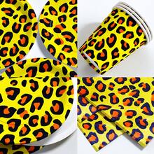1 Set Yellow Leopard Print Disposable Plates, Napkins And Cups, Serves 10 Guests, Suitable For Birthday, Wedding, Party, Family Picnic - View 3