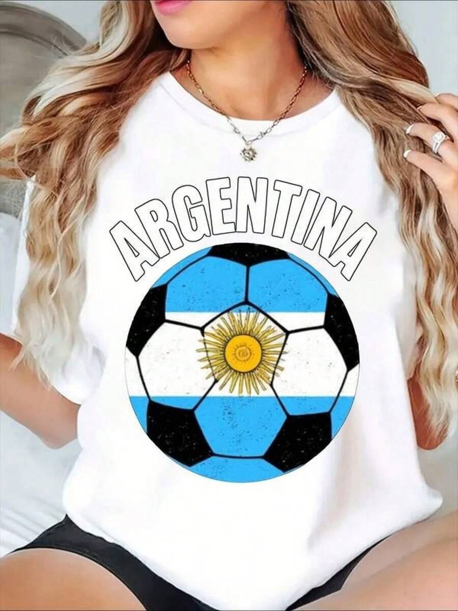 2026 World Cup Graphic Tees, Men's & Women's Argentina FootballJersey Number 10 - Retro Soccer Shirt WithArgentina Flag Design, Soccer Jersey, Teen Summer Clothes, Shirts For Adults & Kids, Family Matching Outfit, Comfort Fit CrewNeck T-Shirt For Training, Fan Apparel & Casual Wear (Machine Washable) - UnisexFor All-Season Use, Adult And Children's Sizes - 白色4 - 查看 1