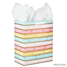 Hallmark - Bolsa de regalo para el día de la madre 33 cm papel de seda diseño de rayas florales pastel con detalles dorados para mamá abuela Nana Nueva madre-108 - Multicolor - Ver 1