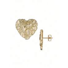 1 Pair Vintage Elegant Earrings Heart-Shape Asymmetrical Carving Decor Stud Earrings Personalized Jewelry For Women's Daily Party Wedding Gift - Vàng - Xem 4