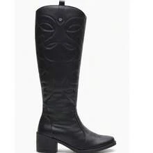 Women's Off-White Knee-High Boots, Rodeo Style, Boots With Embroidery, Casual Style - 黑色 - 查看 17
