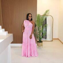 2026 Spring/Summer New European And American Linen Women's Dress, Elegant Solid Color Off-Shoulder Long Dress, Summer Outfits For Women, Vacation Outfits Women - 黃色 - 查看 4