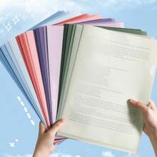 5pcs L-Shaped A4 Folder, A4 Gradient Plastic File Bag, Office Supplies Single Page Document Archive Bag, Thickened Waterproof - A4 - View 5