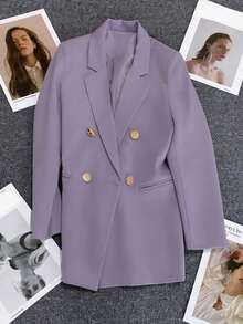 Áo blazer nữ tay dài cổ bẻ màu trơn, kiểu dáng thường ngày, thích hợp cho các buổi hẹn hò, tiệc tùng, đám cưới và các dịp lễ hội mùa xuân. - Khoai môn tím - Xem 7