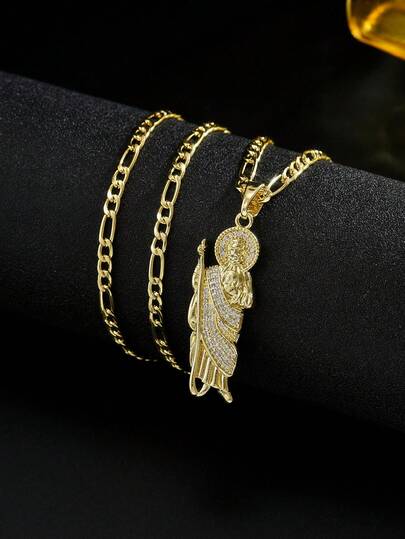 1 chiếc dây chuyền mặt hình tượng tôn giáo, dây chuyền mặt hình Thánh Jude dành cho nam giới, dây chuyền biểu tượng Kitô giáo dành cho nam giới, món quà thích hợp cho bạn trai.