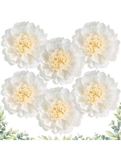 1/2/3pcs White Giant Paper Flowers Decorations 12" Large Tissue Artificial Crepe Paper Flowers For Party Wedding Wall Table Birthday Baby Shower Bridal Nursery Room Tea Party Backdrop Decor