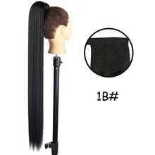 Tóc giả dài 24 inch, kiểu đuôi ngựa thẳng, kiểu quấn quanh đầu, kẹp tóc nối, màu đen, phụ kiện đội đầu. - Nhiều màu - Xem 6