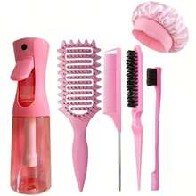 Set de 6/3 piezas de herramientas para peinado | Incluye botella de spray de 200ml, peine volumizador, peine de cola y tapa difusora de spray rizado - Multicolor - Ver 2