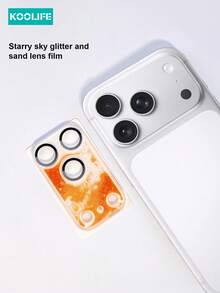 Koolife 1pc Fashion Liquid Lens Film, Full Coverage High-Definition Transparent Protection, No Bubble Adhesive, Waterproof Shockproof Scratch-Resistant, Suitable For Apple 17/17 Pro/17 Pro Max - Orange - View 1