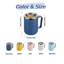 1 cốc giữ nhiệt có tay cầm, cốc cà phê có nắp, cốc hai lớp có tay cầm, dung tích 15oz (450ml), món quà lý tưởng cho người yêu cà phê. - Nhiều màu - Xem 11