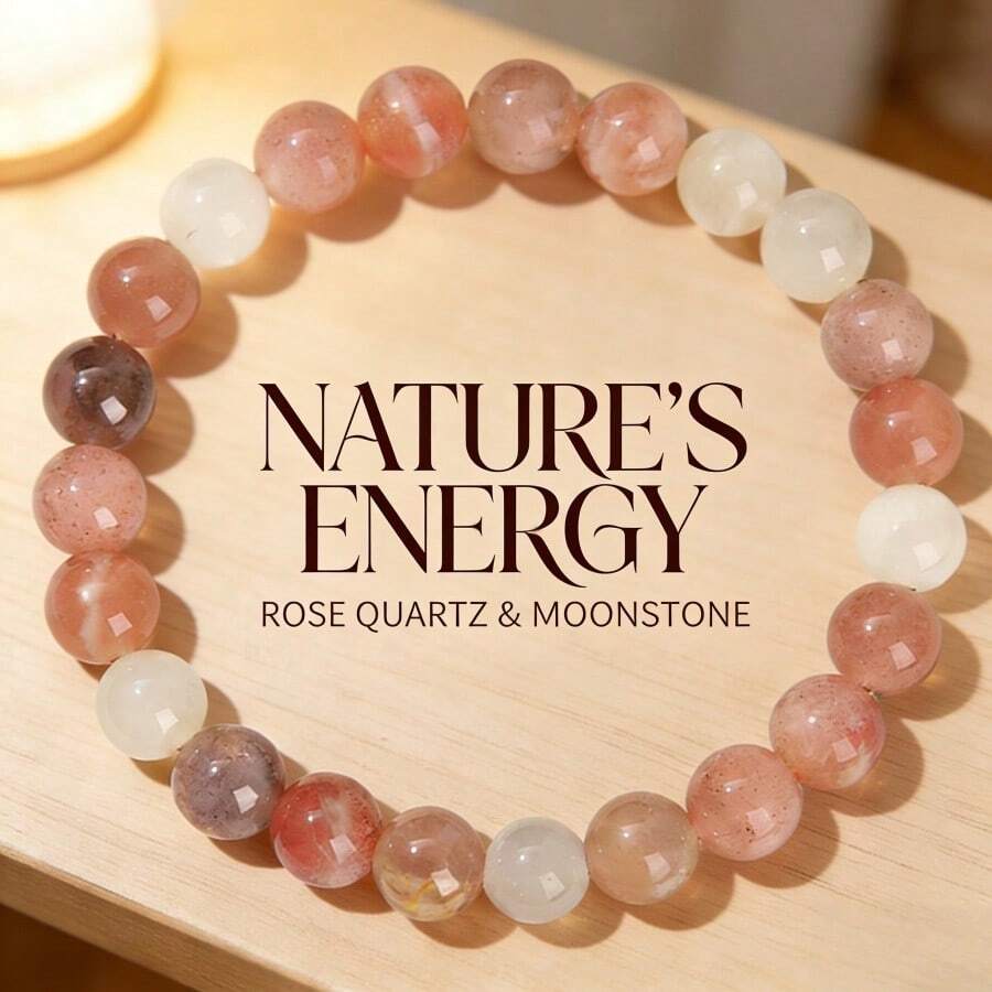 天然月光石混珠手链，男女皆宜，寓意乐观积极、自信坚强，弹性手链，完美礼物之选。 - 多色 - 查看 1