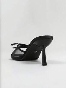 Women's Mesh Breathable Open Toe High Heel Sandals With Bowknot Thin Heels, Summer New Fashionable Versatile Commuting Vacation Fairy Style Sandals - Black - View 4
