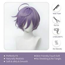 Yewell Lilac 12-Inch Cosplay Wig, Roleplay Headpiece, Daily Series, Japanese Cosplay Headpiece Series, Multi-Style Interpretation, Cartoon Anime, Suitable For Private Party, Daily Roleplay, Halloween - Lilac Purple - View 4