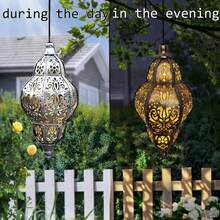 Outdoor Waterproof Hanging Solar Lantern, Moroccan Solar Lantern For Outdoor Garden Decoration, Outdoor Hanging Lantern Gardening Gift, Suitable For Yard, Terrace, Lawn Decoration Christmas - Màu vàng - Xem 2