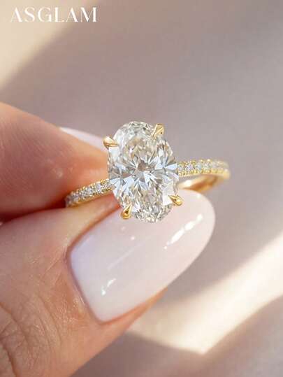 1pc 4.5 Carat Oval Colorless Moissanite Diamond Engagement Ring, Elegant Wedding Jewelry, Women's Wedding Band, Bridal Jewelry, Promise Ring