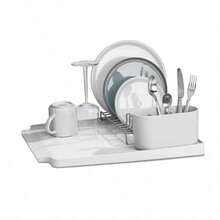 -  Dish Draining Rack - Kitchen Sinkside Drainer - Holds Up To 10 Plates - Removable Cutlery Basket - Stainless Steel Rack - Made In Britain Stone Large - Stone - View 5