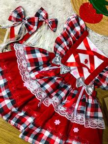 romper junino infantil jardineira junina bebe vestido quadrilha vestido são João menina - Vermelho - Visão 6