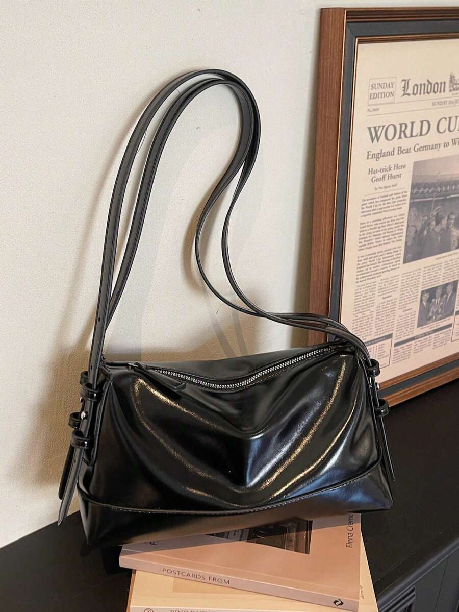 New Fashion Square Underarm Solid Color Women's Handbag, Casual Chic Versatile Commuter Bag