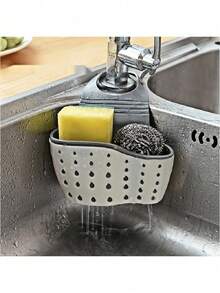1pc Adjustable Clip-On Sink Sponge Holder, Kitchen Hanging Drain Basket, Kitchen Utensil Organizer - Multicolor - View 1