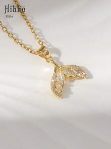 Hihho 1pc Delicate Mermaid Tail Pendant Necklace, Suitable For Daily Sweet Outfit, Sunny Beach, Street Stroll, Fashion , Gift For Girlfriend Or Best Friend - Yellow Gold - View 12