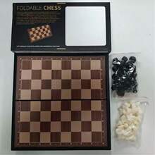 33 piezas Juego de Ajedrez Profesional Plegable - Incluye 16 piezas de ajedrez negras, 16 piezas de ajedrez blancas y 1 tablero de ajedrez - Caja de regalo premium, juego portátil y de mesa amigable para viajes, set esencial para entusiastas del ajedrez - Multicolor - Ver 7