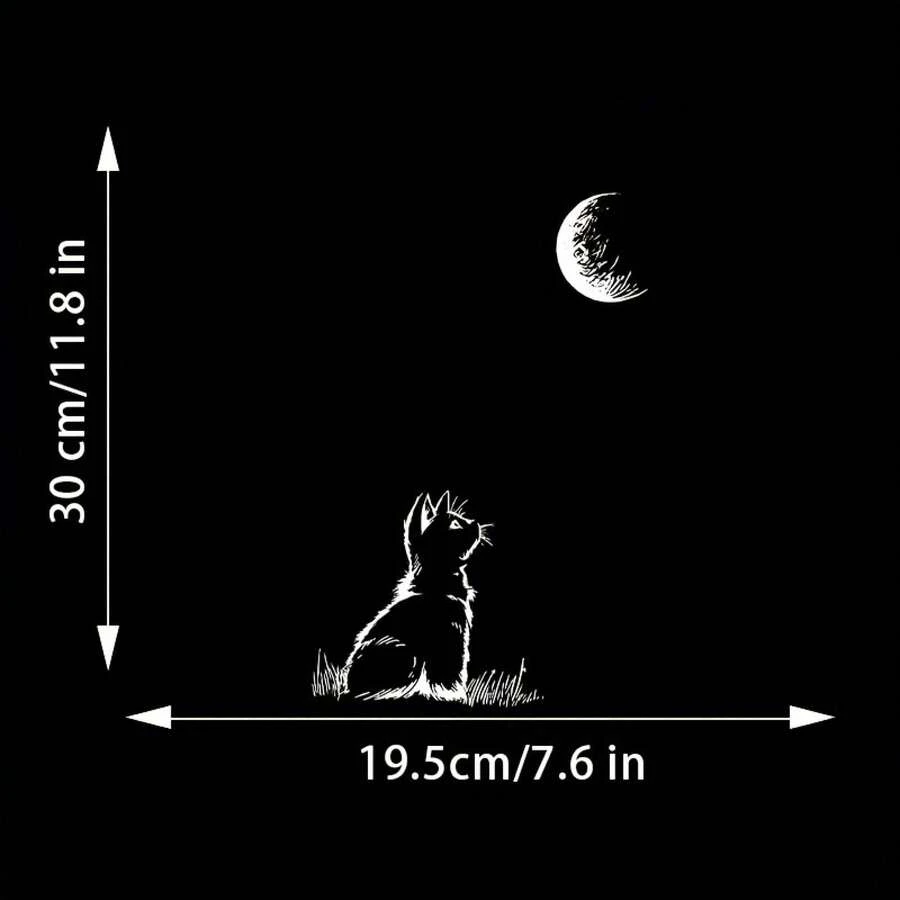 Boutique Clothing1 Parche de Transferencia Térmica de PVC con Diseño de Gato y Luna - Lavable y duradero, perfecto para camisetas, jeans y mochilas personalizadas - Camiseta de Manga Corta de Algodón Suelto Unisex Estilo Vintage Urbano con Cuello Redondo - Negro - Ver 1