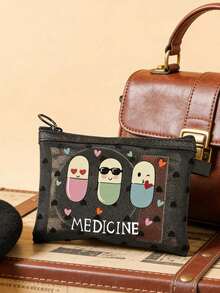 可爱水豚护士药丸图案便携式网眼医疗包，便携式心形化妆包，急救包，户外居家药品药丸收纳袋，旅行收纳袋，化妆包，化妆品收纳袋，节日收纳包，护肤包，润唇膏收纳袋，母亲节礼物，生日礼物，浴室收纳，学生宿舍洗漱包，送给妻子、家人、朋友的礼物，母亲节礼物 - 彩色 - 查看 7