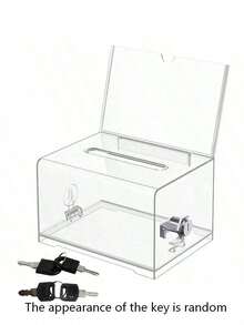 透明捐款箱、交易锁投票箱、抽奖意见箱、储蓄箱、票券盒、亚克力筹款箱 - 彩色 - 查看 12