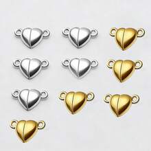 10/20/30pcs Heart-Shaped Magnetic Clasps For DIY Jewelry Making, Necklace, Bracelet, Craft Decoration - Love - View 6