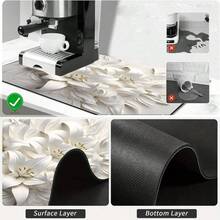 1 pieza Estera de secado de platos con relieve de lirio blanco, absorbente y de secado rápido, adecuada para mesa de comedor y cafetería, almohadilla de drenaje multiusos, regalo para el hogar, decoración de escritorio - XYLSD-87 - Ver 10