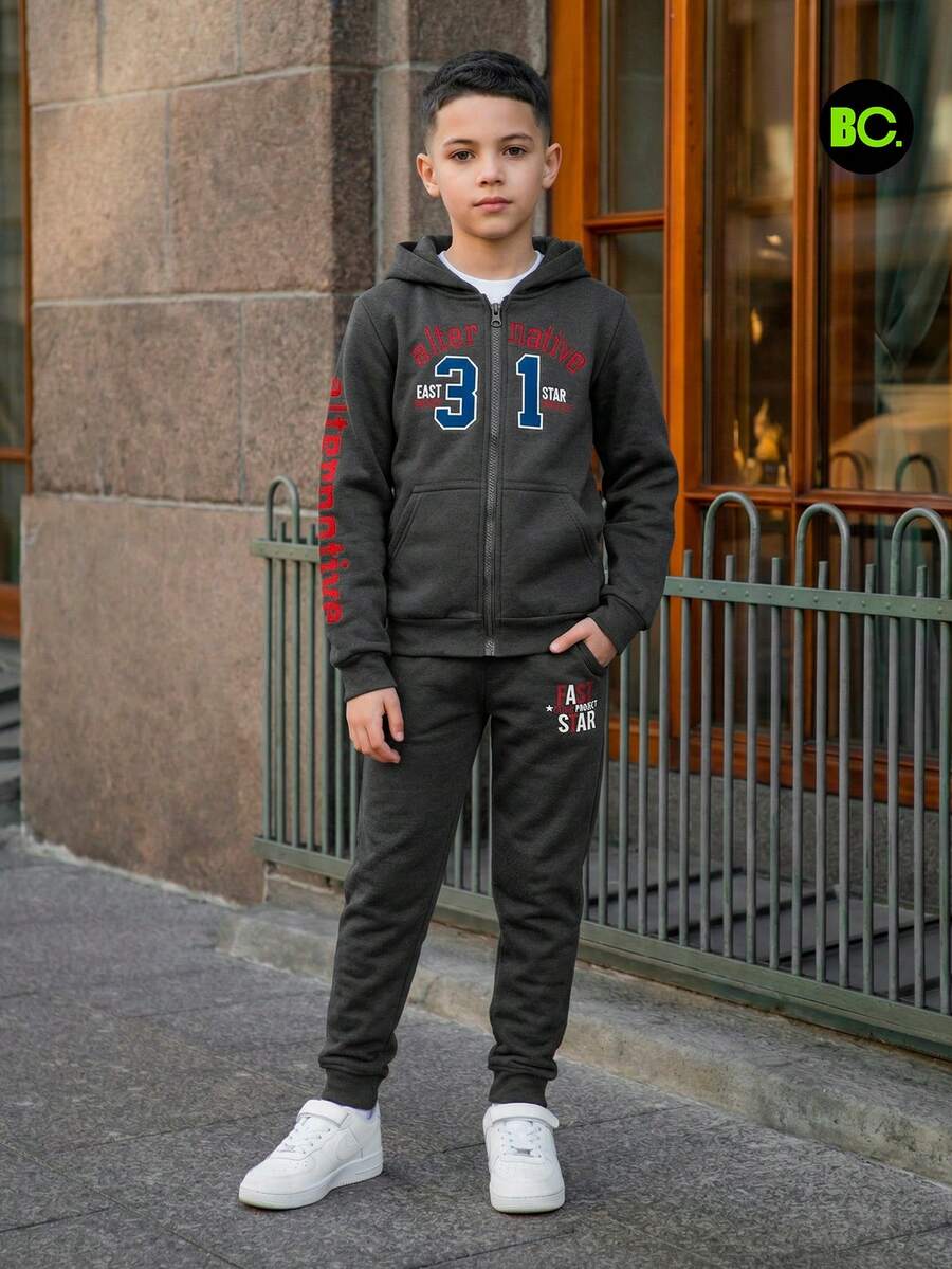 Big City Tween Boys T-Shirt Co-Ords - 深灰色 - 查看 1