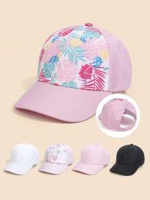 1顶适合3-8岁女孩的棒球帽，带马尾辫孔，适合户外日常佩戴，春夏季节 - 馬尾棒球帽 - 查看 2