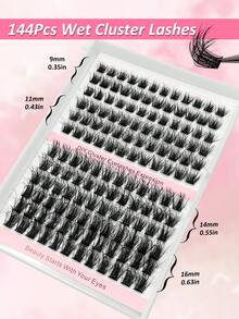 Rikuaild Bộ 144 sợi mi giả bóng mượt, mi giả dạng chùm, mi giả từng sợi xù, mi giả kiểu Manga rối tự nhiên, thích hợp dùng hàng ngày, hẹn hò và trang điểm quyến rũ. - D - Xem 5