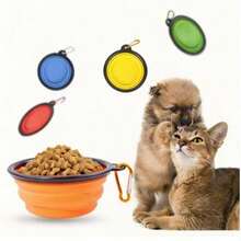 Foldable Portable Silicone Dog Feeding Bowl 2 In 1 Pet Food Dispenser, Outdoor Travel Dog Cat Hanging Bottle Food Water Container - 1L - View 6