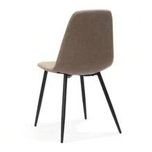 Minimalist Dining Chairs In Fabric & Metal - Dark Khaki, Set Of 2 - 棕色 - 查看 6