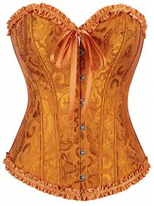 大码女式花卉提花束身胸衣上衣，露背无肩带抹胸上衣，适合派对穿着 - 薑黃色 - 查看 1