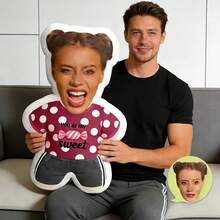 Personalized Face Pillow, Pink Dress, "I Love You" Custom Throw Pillow, Unique And Fun. Suitable For Father's Day, Mother's Day, Halloween, Christmas, Christmas Eve, Valentine's Day, Birthday, Anniversary, Thanksgiving And Other Occasions. - Multicolor - View 10