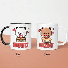 Bộ 2 cốc cà phê gốm hình cặp đôi Dudu & Bubu 11oz, in hình hoạt hình ngộ nghĩnh, món quà lãng mạn lý tưởng cho sinh nhật, kỷ niệm, năm mới và ngày Valentine, dùng được trong lò vi sóng. - Nhiều màu - Xem 13