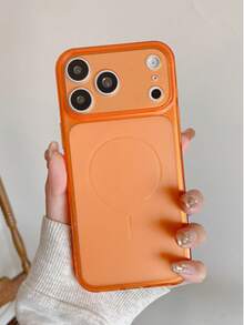 1pc Classic Minimalist Orange Translucent Perforated Camera Soft Phone Case, Compatible With Apple 17, AIR, 17PRO, 17PROMAX, 16promax, 14/13, 12, 11 Pro Max And Other Models, Anti-Drop, Can Be Used As Birthday Gift, Girlfriend, Boyfriend Or Self-Use - Orange - View 7