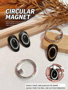 3D Round Magnetic Nail Stickers And Cat-Eye Magnetic Rings, Designed Specifically For Round Nails. Perfect For Nail Salons, DIY Enthusiasts, And Brides, As Well As For Valentine's Day And Christmas Gifts-An Easy-To-Use Magnetic Nail Design Kit. - Silver - View 3