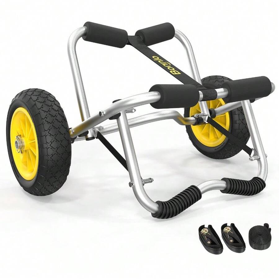 Kayak Cart Canoe Dolly Fishing Kayak Accessories Carrier Foldable Paddle Board Trolley Boat Trailer Transport With NO-Flat Airless Tires Wheels And 2 Ratchet Straps - Kickstands- "U"shape - View 1