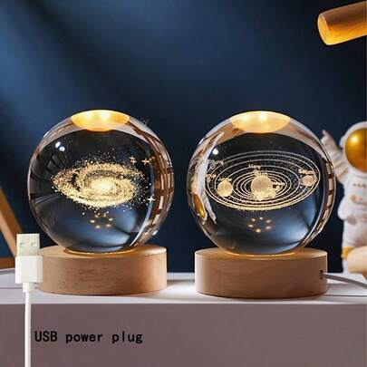 1 pieza Luz nocturna de bola de cristal LED, bola de cristal decorativa que se ilumina alimentada por USB, accesorio de escritorio creativo, regalo perfecto para fiestas, cumpleaños, Halloween