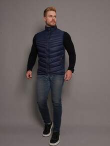 Men's Double-Sided Puffer Vest With Zipper For Winter - Azul Marino - Ver 5