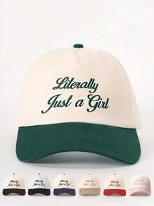 1pc Embroidered "Just A Girl" Colorblock Baseball Cap, Adjustable Casual Sun Hat For Spring/Autumn Travel, Versatile Sunscreen Hat, Y2K Style For Young Adults - 棒球帽 - 查看 1