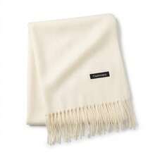 Unisex Solid Color Winter Scarf With Fringe, Classic Style. Long And Thick Faux Cashmere Scarf For Women And Men. Warm And Soft Accessory Ideal For Cold Days. Wind Protection For Daily Use And Leisure. Versatile Piece That Matches Various Autumn And Winter Looks. Available In Several Colors To Complete Your Style With Elegance And Comfort. - 白色 - 查看 4