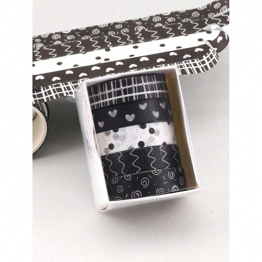 5pcs/Box Vintage Basic Washi Tape For Multi-Purpose Decorating Scrapbooking And Journaling Back To School - F - View 1