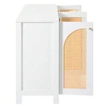Modern Sideboard In Minimalist Style 4-Rattantür, Metallgriff Einfaches Buffetschrank Für Esszimmer, Wohnzimmer, Küche (Weiß) - White - View 10