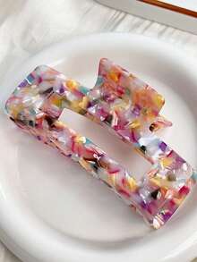 Colorful Confetti Acetate Hair Claw Clip - Square Hollow Design Large Hair Clamp For Women Girls,Strong Hold Hair Accessory For Women - Multicolor - View 6